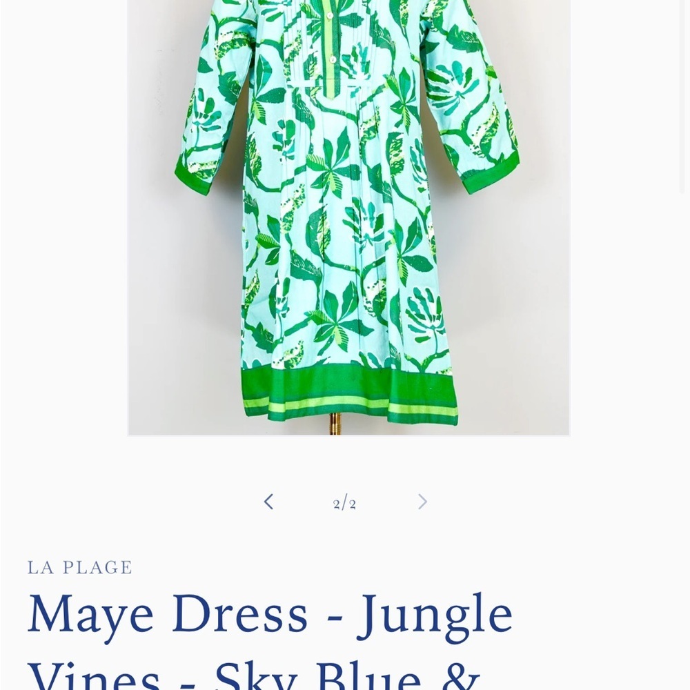 LA PLAGE
Maye Dress - Jungle Vines - Sky Blue & Greens Size XXS - Picture 2 of 8
